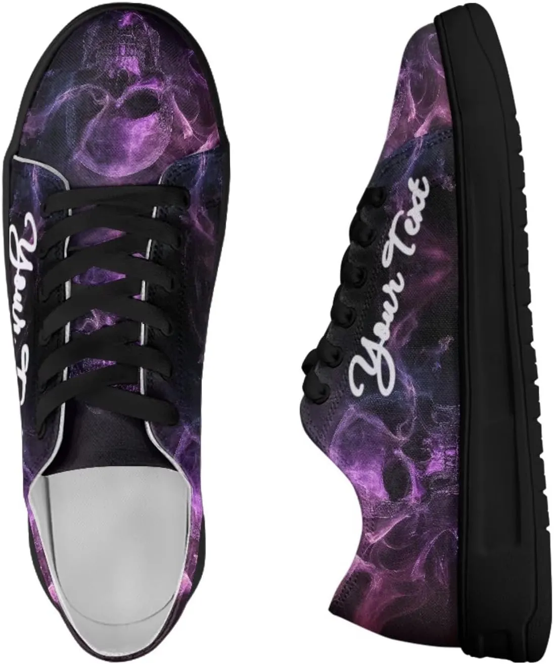 Skull Print Custom Walking Shoes for Women Men Canvas Work Running Sneaker with Your Name & Text
