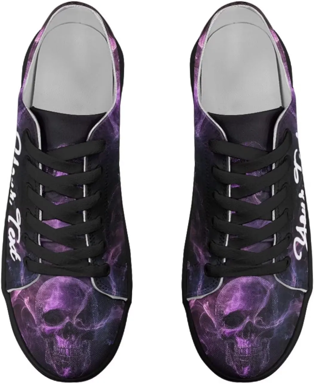 Skull Print Custom Walking Shoes for Women Men Canvas Work Running Sneaker with Your Name & Text
