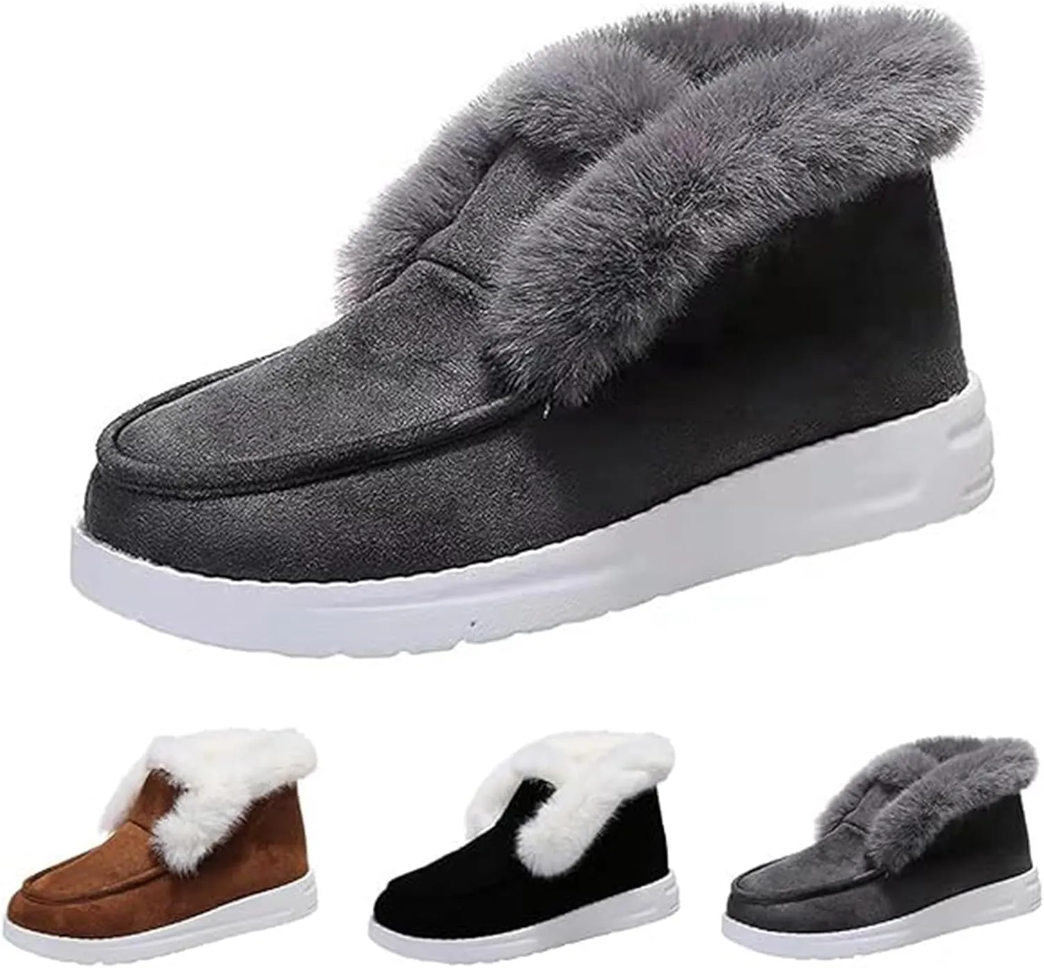 Slippers for Women & Men Indoor and Outdoor Winter Warm Fuzzy House Boots Slip On Sneakers for Cozy Feet Wide Slipper Shoes Unisex