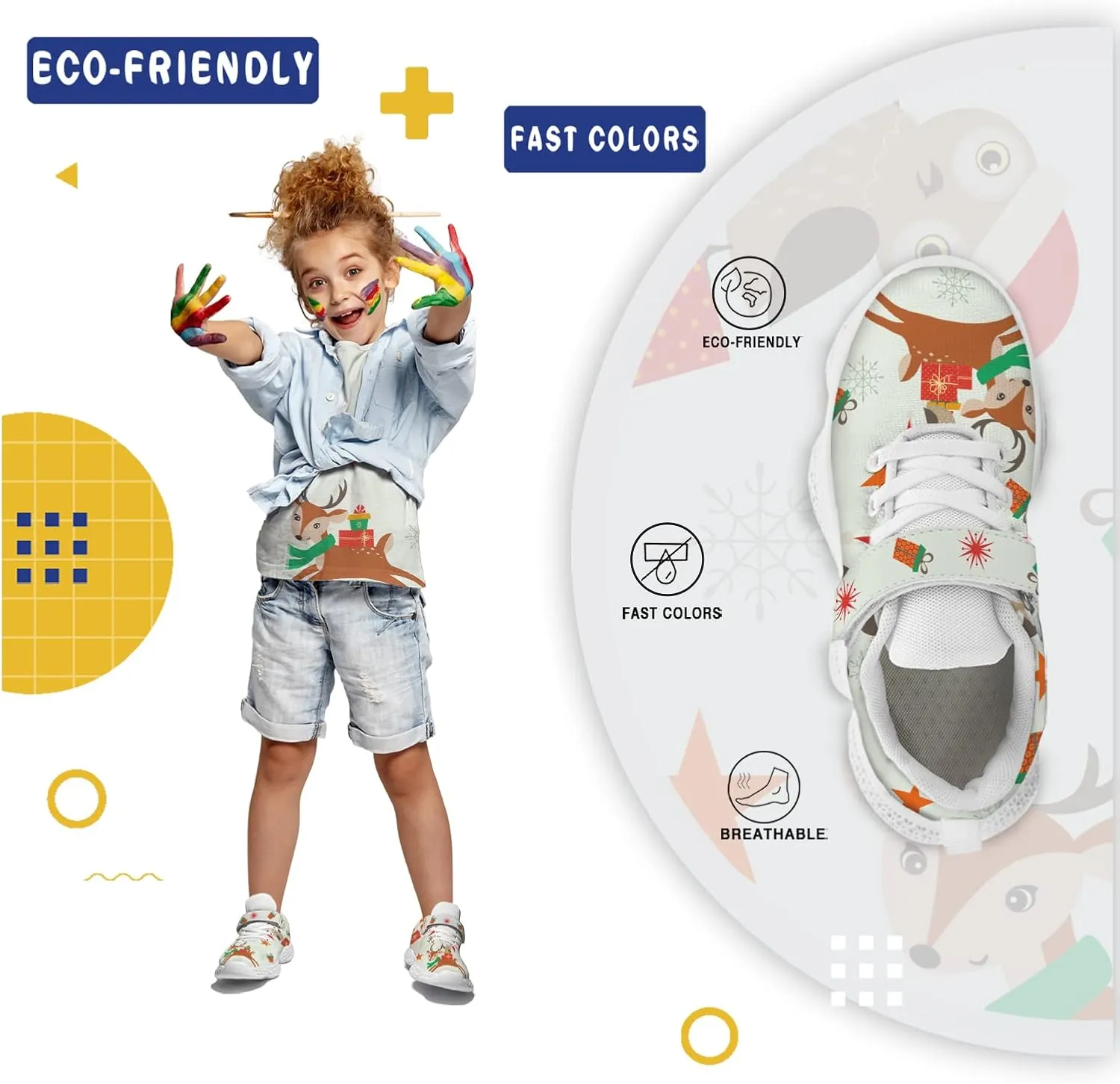 Sneakers for Boys Girls Kids Cartoon Animals Painted Running Shoes Children Outdoor Tennis Shoes
