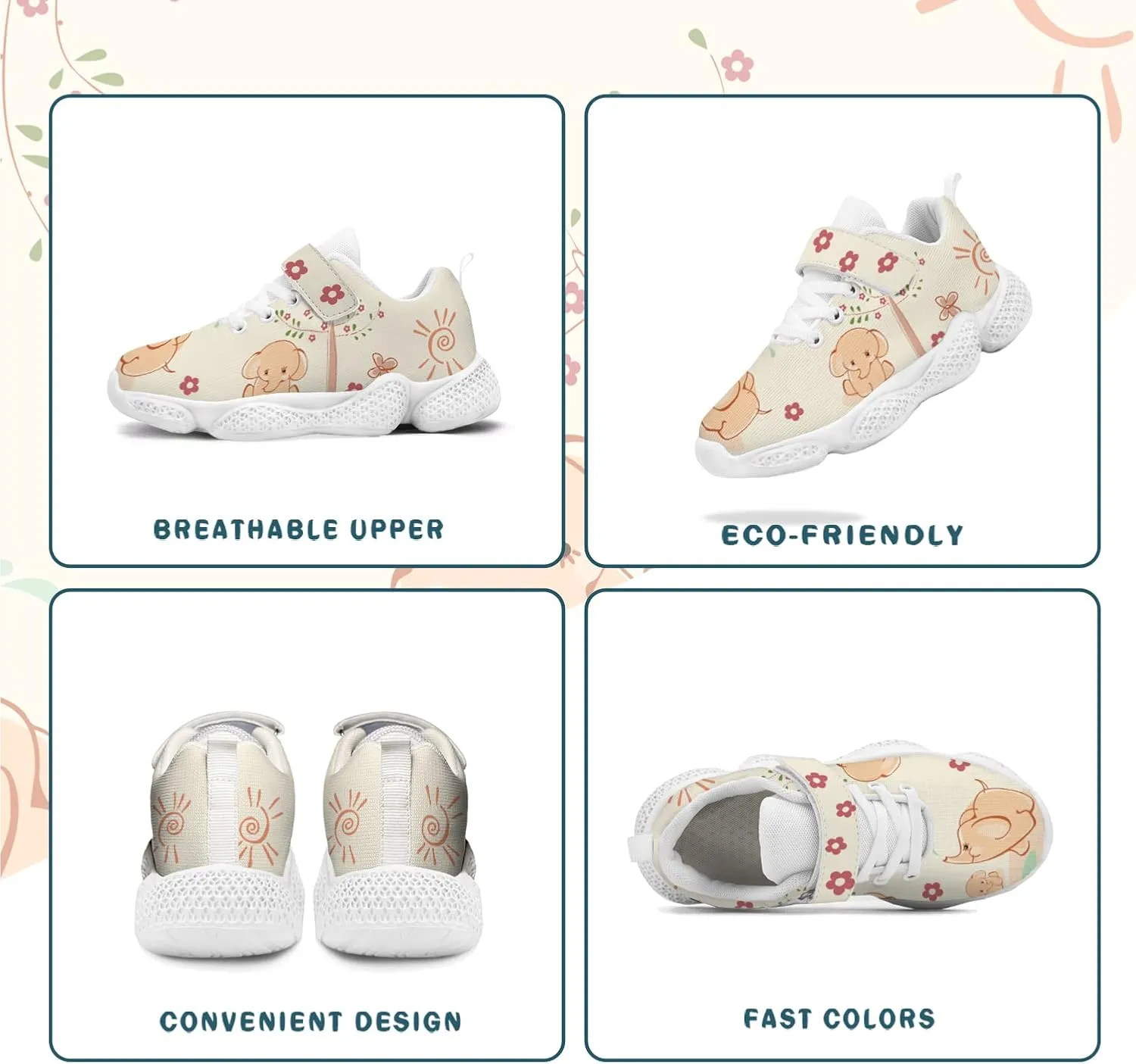 Sneakers for Boys Girls Kids Cartoon Animals Painted Running Shoes Children Outdoor Tennis Shoes