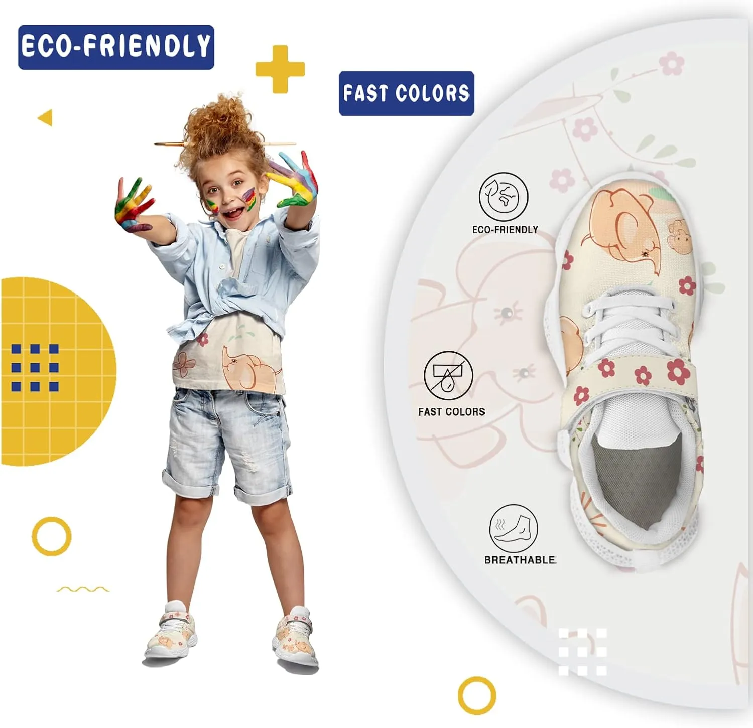 Sneakers for Boys Girls Kids Cartoon Animals Painted Running Shoes Children Outdoor Tennis Shoes