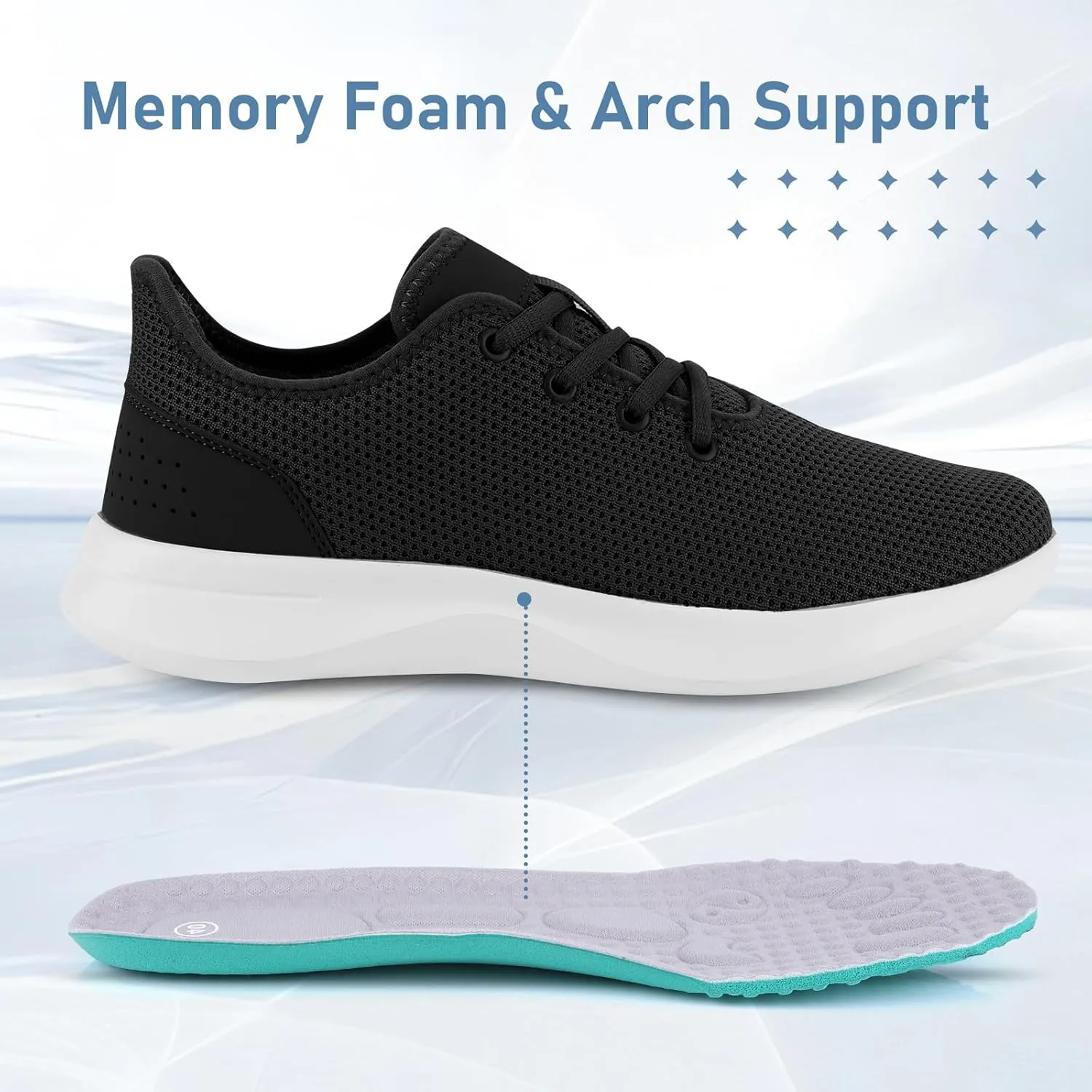 Sneakers for Women Men, Walking Shoes Tree Women’s Runner Sneakers with Arch Support, Comfortable Lightweight Walking Sneakers, Non Slip Athletic Tennis Running Shoes for Gym Workout Yoga Walking
