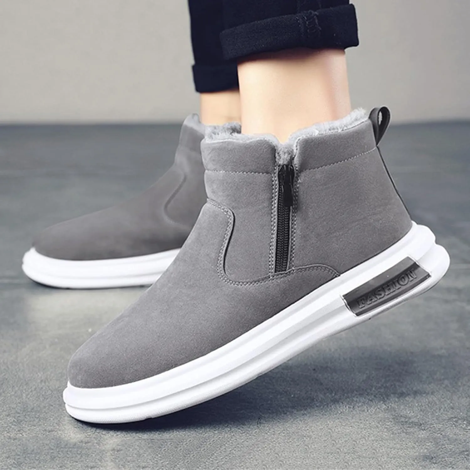 Snow Boots for Men Winter Warm Plush Lined Ankle Booties Waterproof Slip On Shoes Insulated Non Slip Boots Outdoor