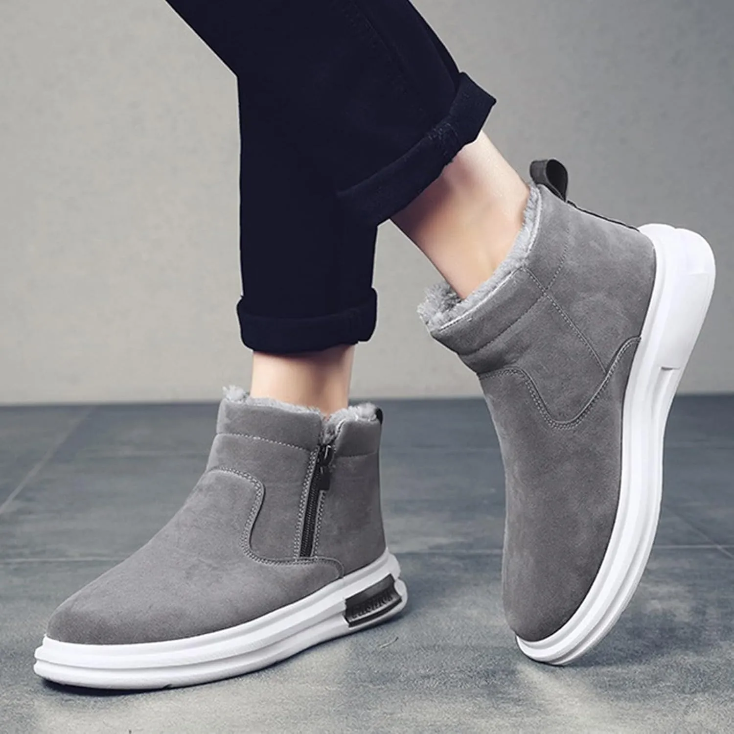Snow Boots for Men Winter Warm Plush Lined Ankle Booties Waterproof Slip On Shoes Insulated Non Slip Boots Outdoor