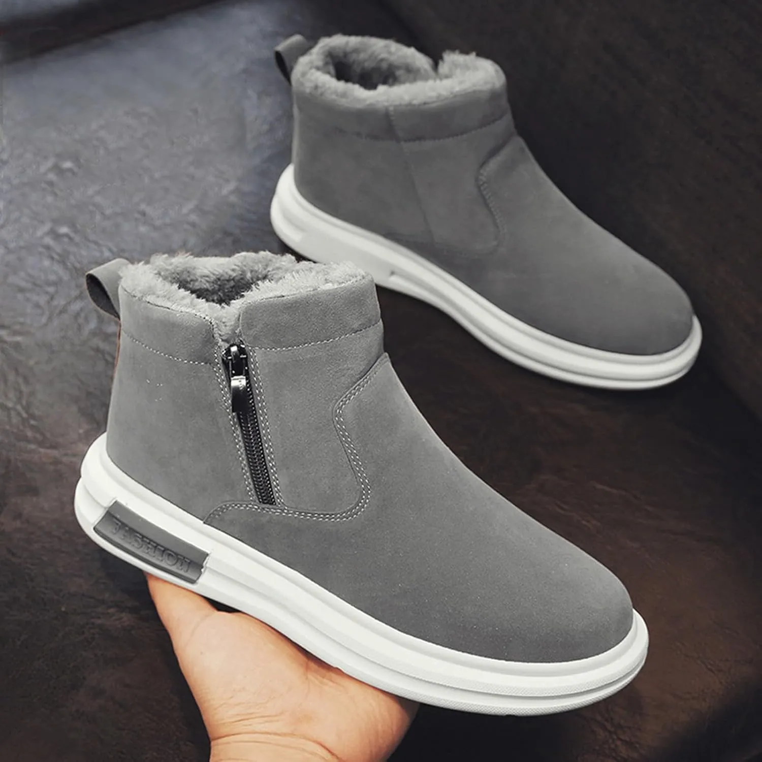 Snow Boots for Men Winter Warm Plush Lined Ankle Booties Waterproof Slip On Shoes Insulated Non Slip Boots Outdoor