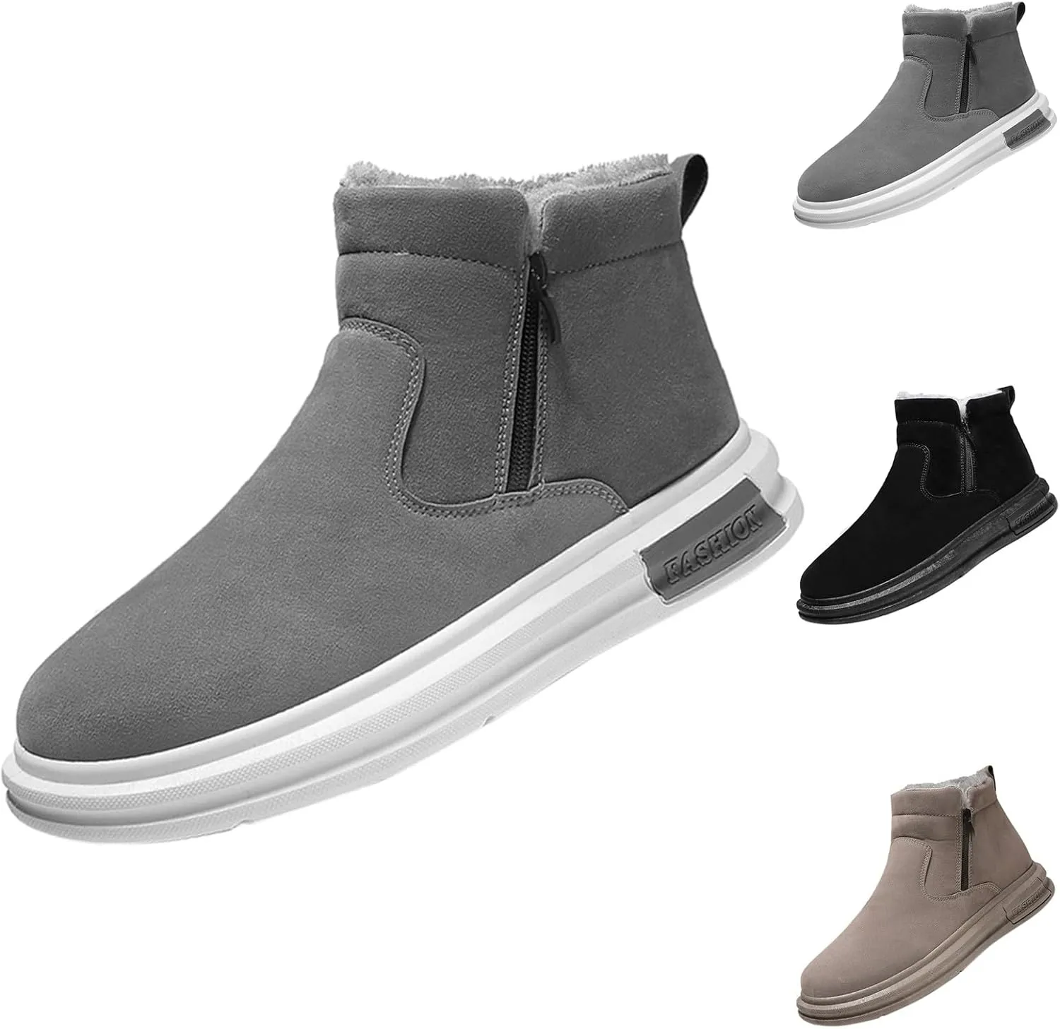 Snow Boots for Men Winter Warm Plush Lined Ankle Booties Waterproof Slip On Shoes Insulated Non Slip Boots Outdoor