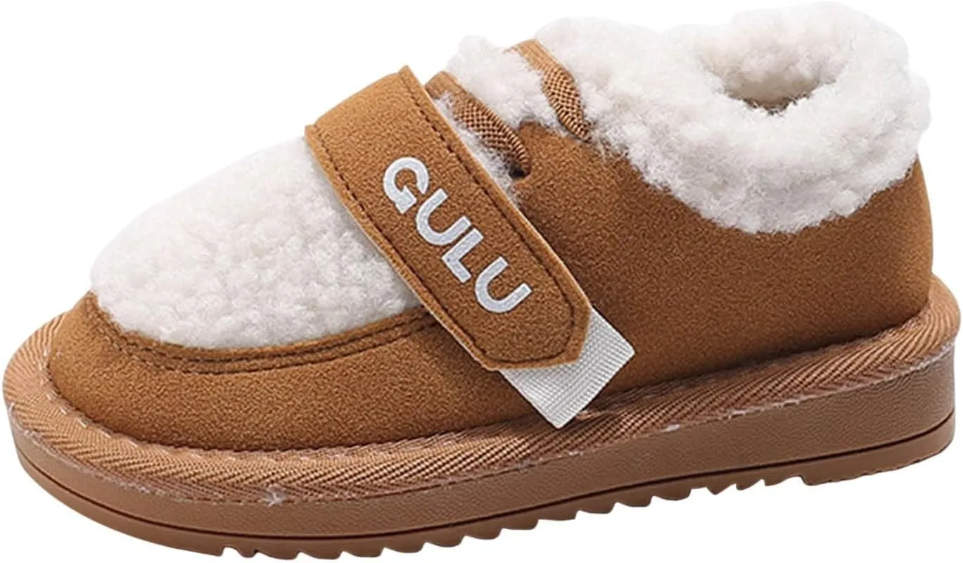 Snow Sneakers for Boys Girls, Suede Platform Warm F𝘂r Lined Fashion Slip-on Comfortable Winter Flat Creature Boots