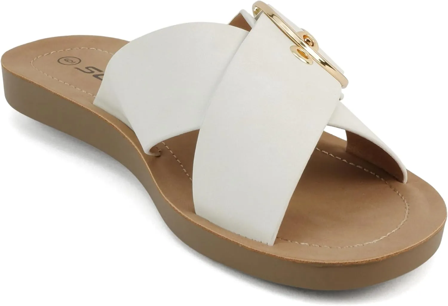 Soda Carol ~ Women Open Toe Crisscross Buckle Flat Sandals