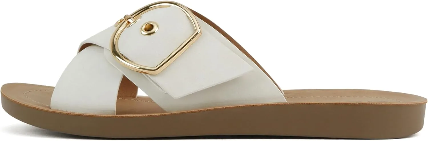 Soda Carol ~ Women Open Toe Crisscross Buckle Flat Sandals