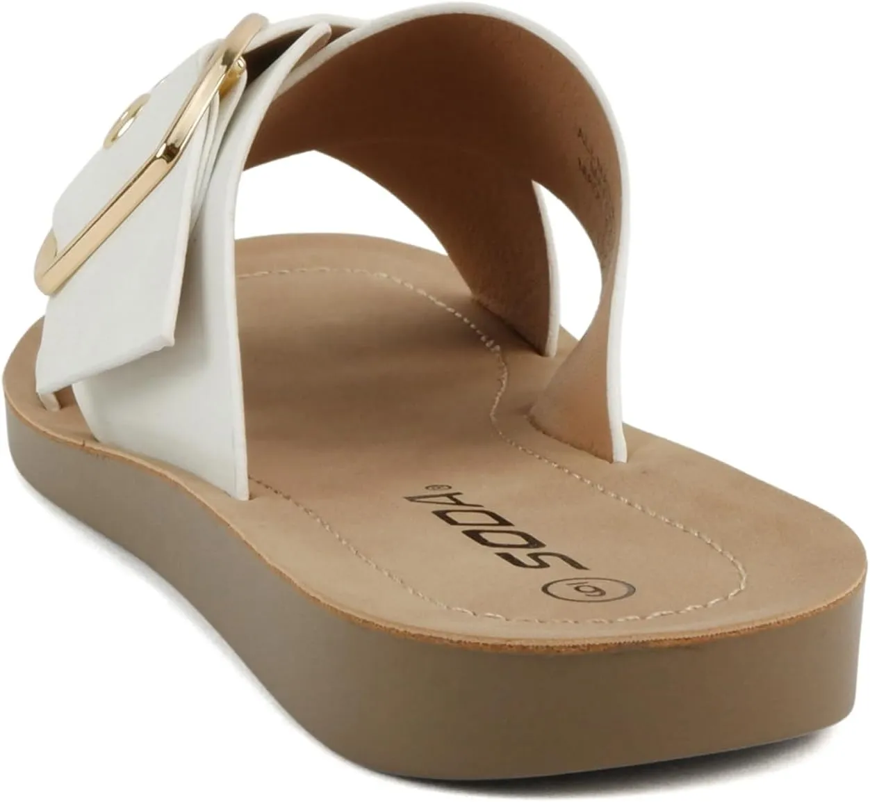 Soda Carol ~ Women Open Toe Crisscross Buckle Flat Sandals