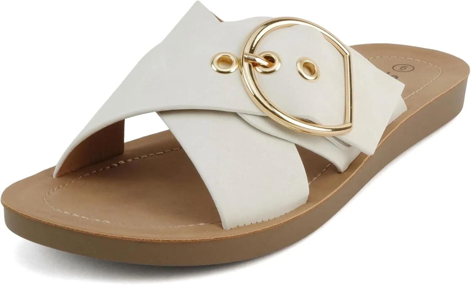 Soda Carol ~ Women Open Toe Crisscross Buckle Flat Sandals