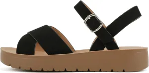 Soda CHESTER ~ Women Flat Sandals Flatform Ankle Buckle Criss Cross Band Straps Sandals Shoes
