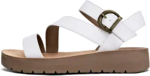 Soda Cute and trendy fashionable flat strap sandals with side buckle Summer Spring Beach Shoes for Women Hammer-S White Pu 9