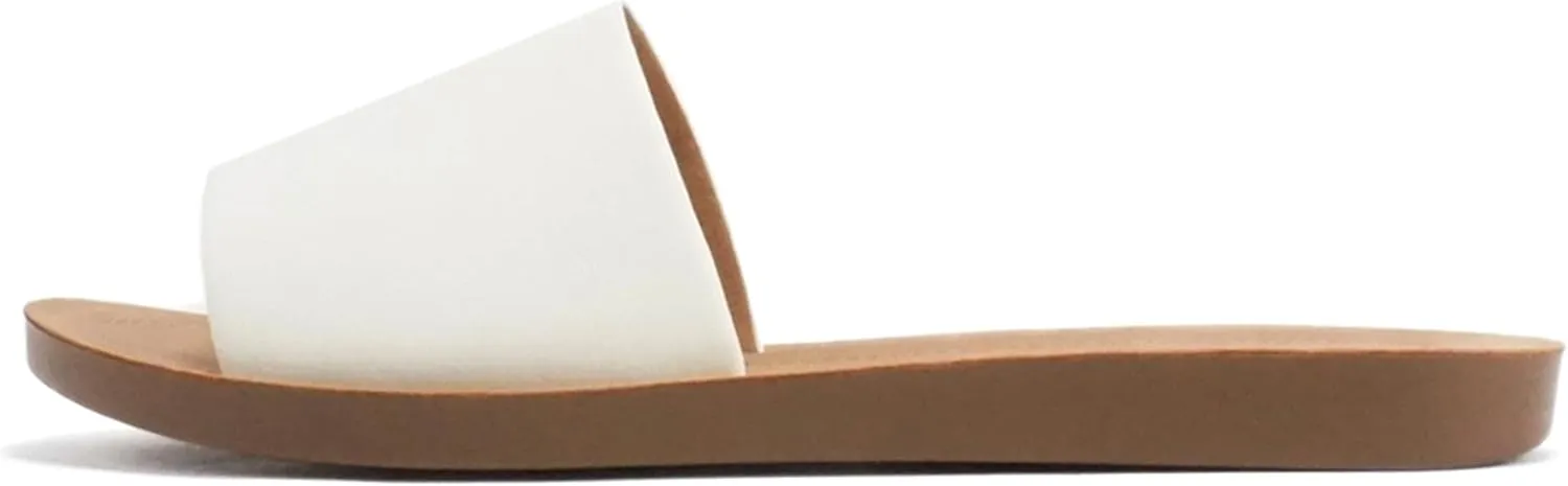 Soda Shoes Efron-S Women Flip Flops Basic Plain Slippers Slip On Sandals Slides Casual Peep Toe Beach