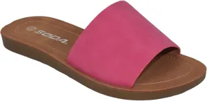 Soda Shoes Efron-S Women Flip Flops Basic Plain Slippers Slip On Sandals Slides Casual Peep Toe Beach