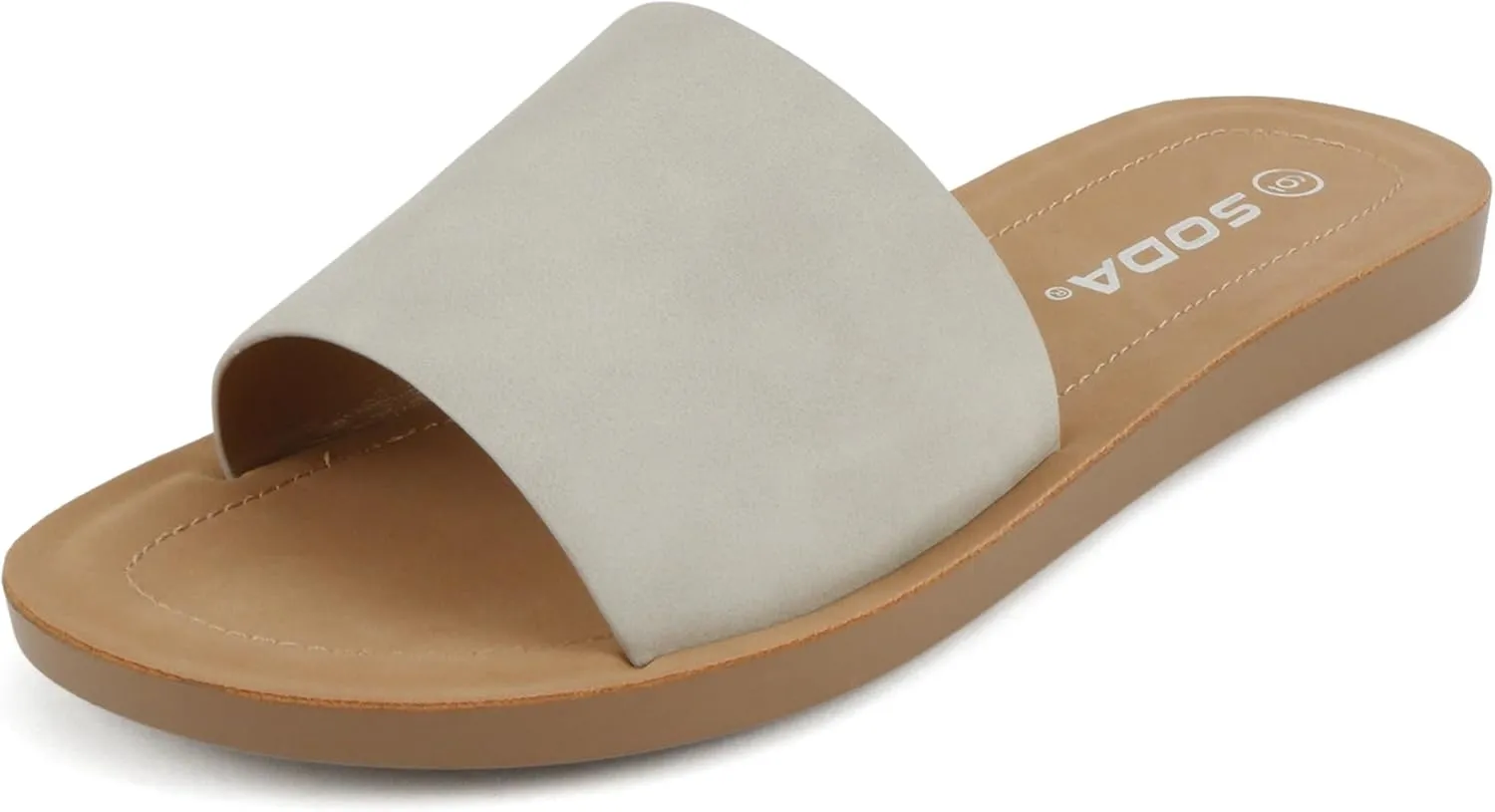 Soda Shoes Efron-S Women Flip Flops Basic Plain Slippers Slip On Sandals Slides Casual Peep Toe Beach