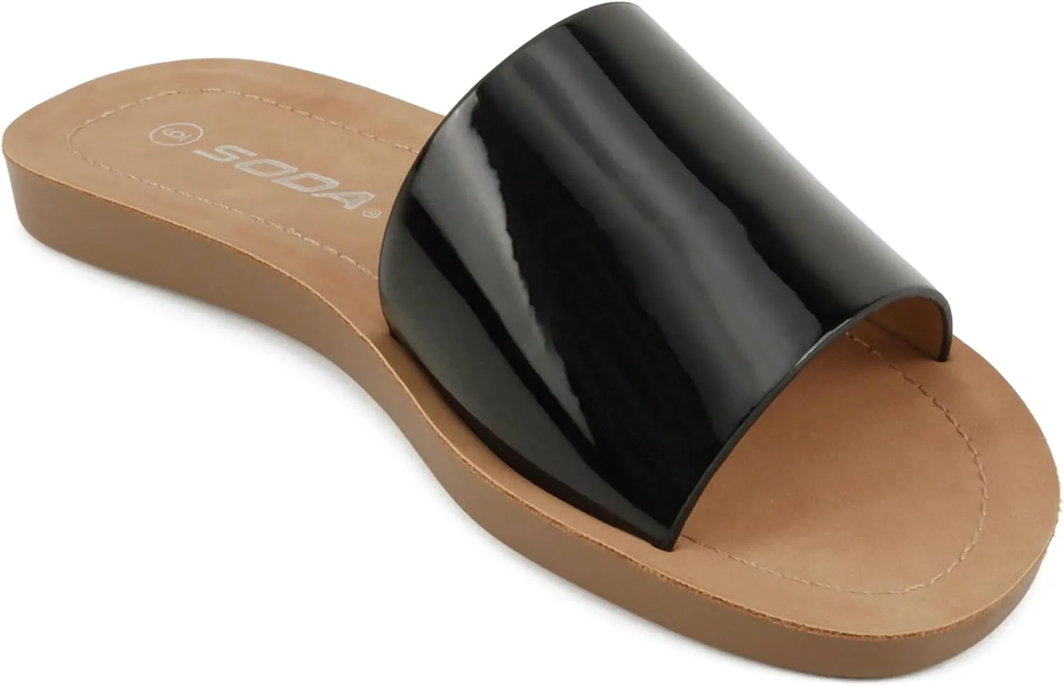 Soda Shoes Efron-S Women Flip Flops Basic Plain Slippers Slip On Sandals Slides Casual Peep Toe Beach