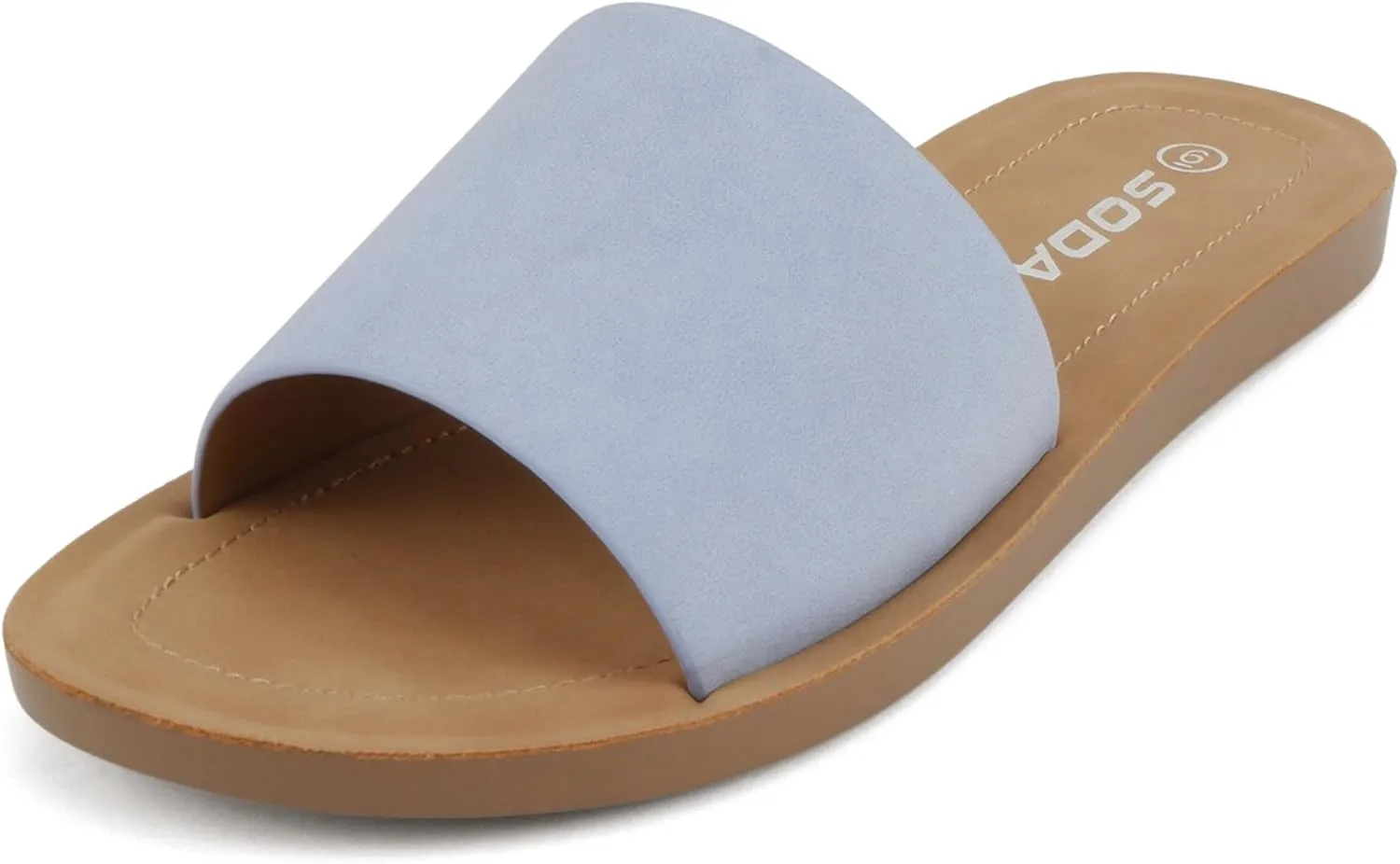 Soda Shoes Efron-S Women Flip Flops Basic Plain Slippers Slip On Sandals Slides Casual Peep Toe Beach