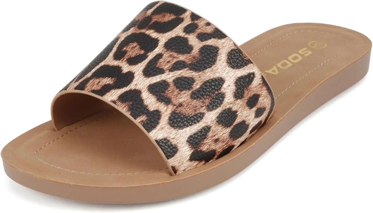 Soda Shoes Efron-S Women Flip Flops Basic Plain Slippers Slip On Sandals Slides Casual Peep Toe Beach