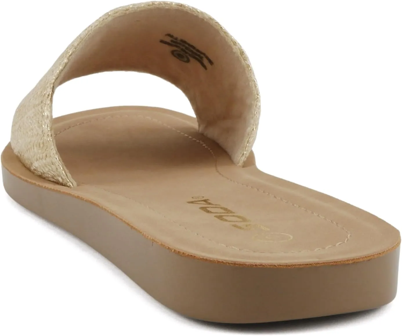 Soda Shoes Efron-S Women Flip Flops Basic Plain Slippers Slip On Sandals Slides Casual Peep Toe Beach