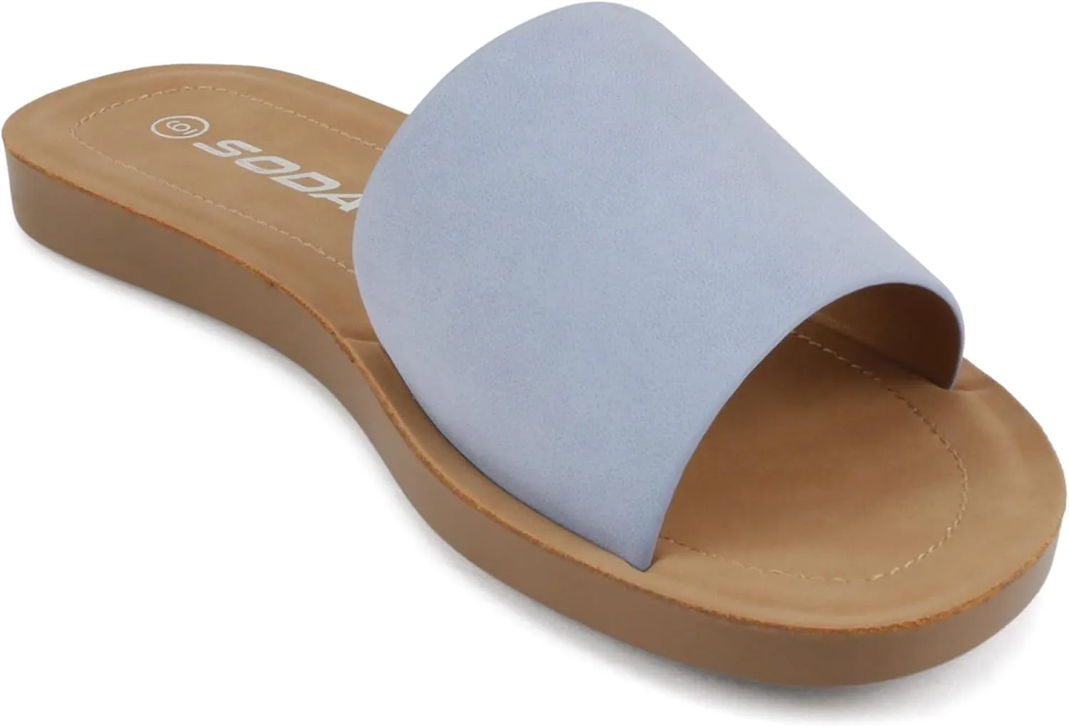 Soda Shoes Efron-S Women Flip Flops Basic Plain Slippers Slip On Sandals Slides Casual Peep Toe Beach