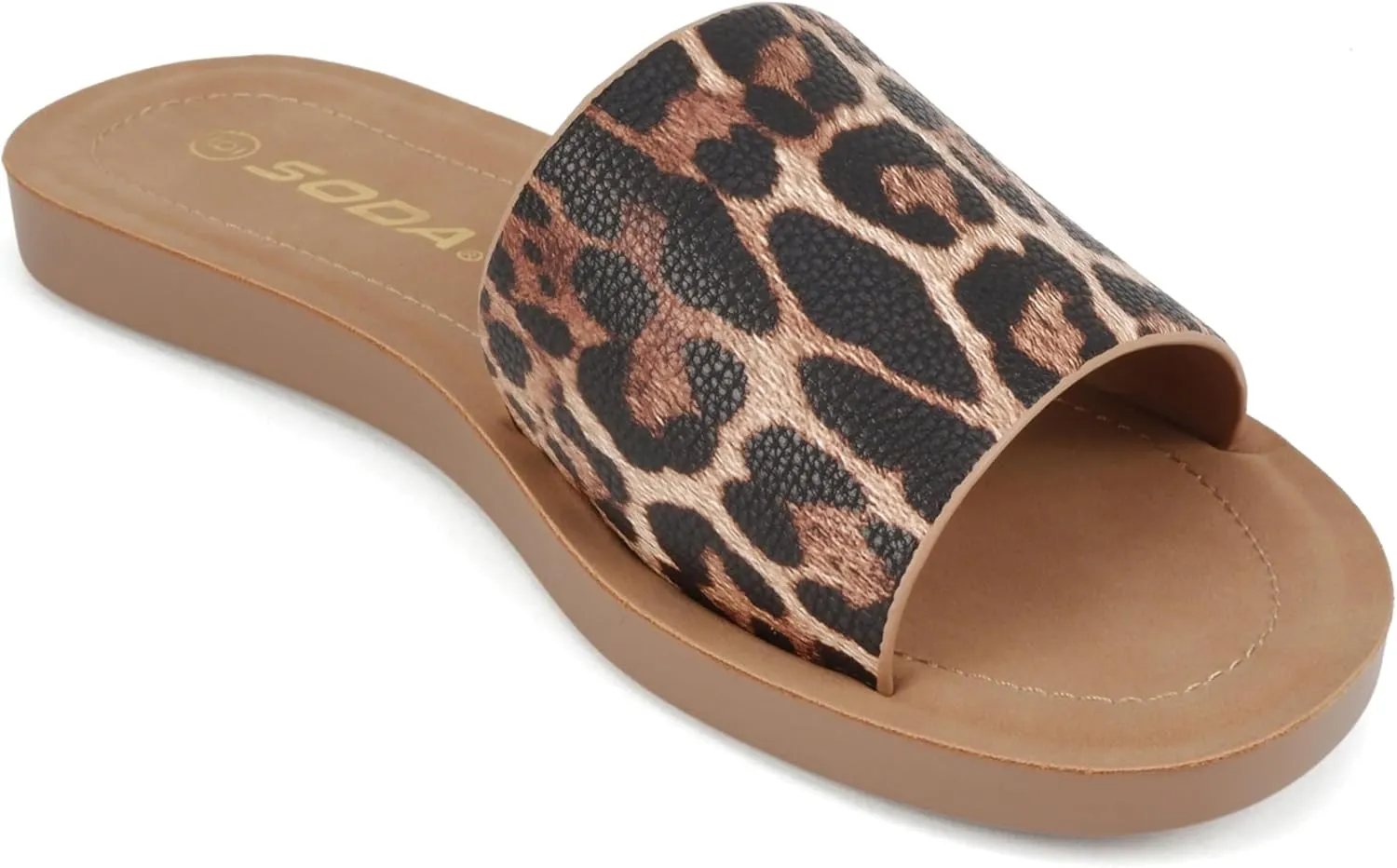 Soda Shoes Efron-S Women Flip Flops Basic Plain Slippers Slip On Sandals Slides Casual Peep Toe Beach