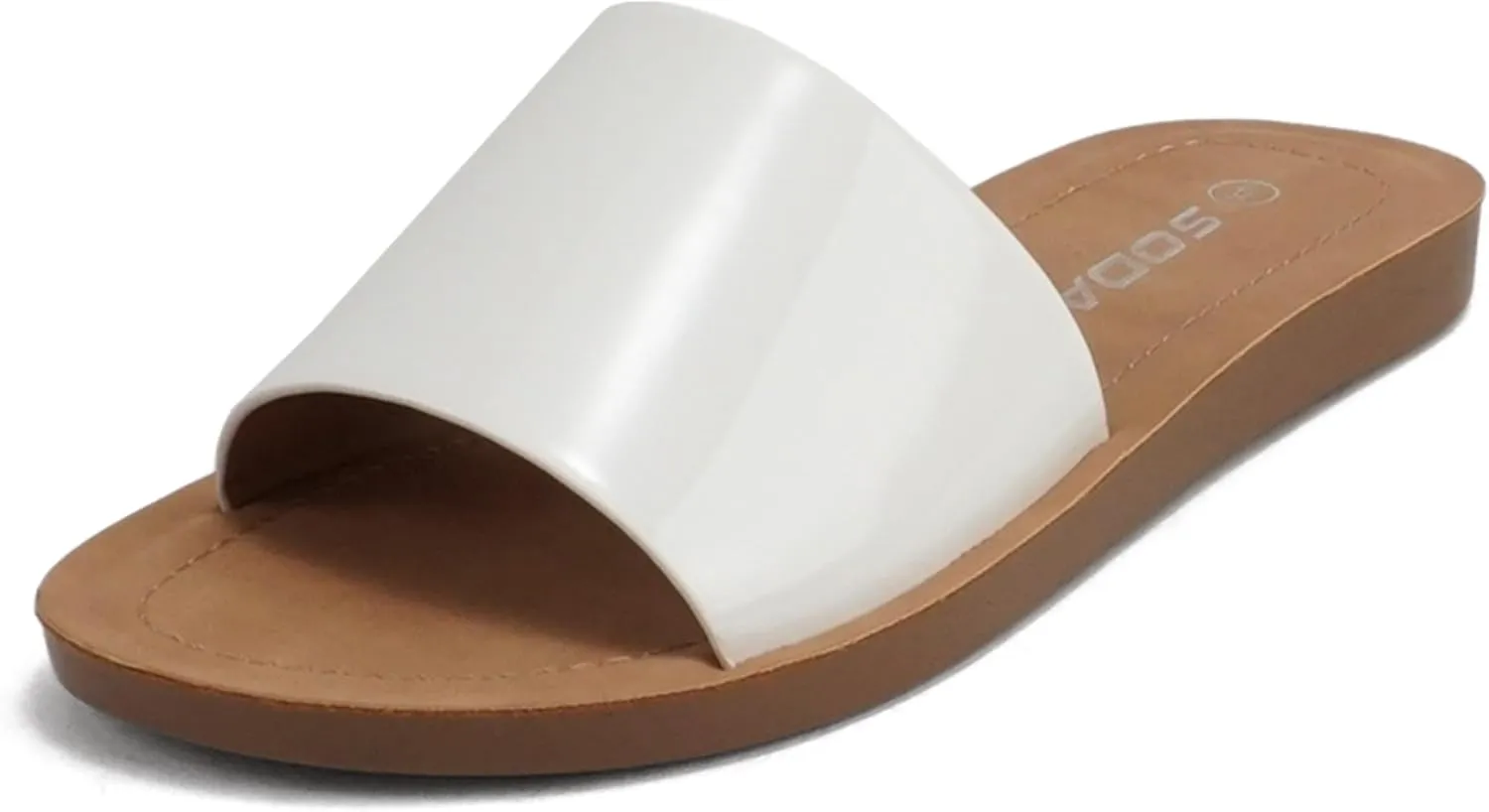Soda Shoes Efron-S Women Flip Flops Basic Plain Slippers Slip On Sandals Slides Casual Peep Toe Beach