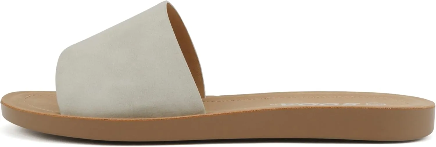 Soda Shoes Efron-S Women Flip Flops Basic Plain Slippers Slip On Sandals Slides Casual Peep Toe Beach