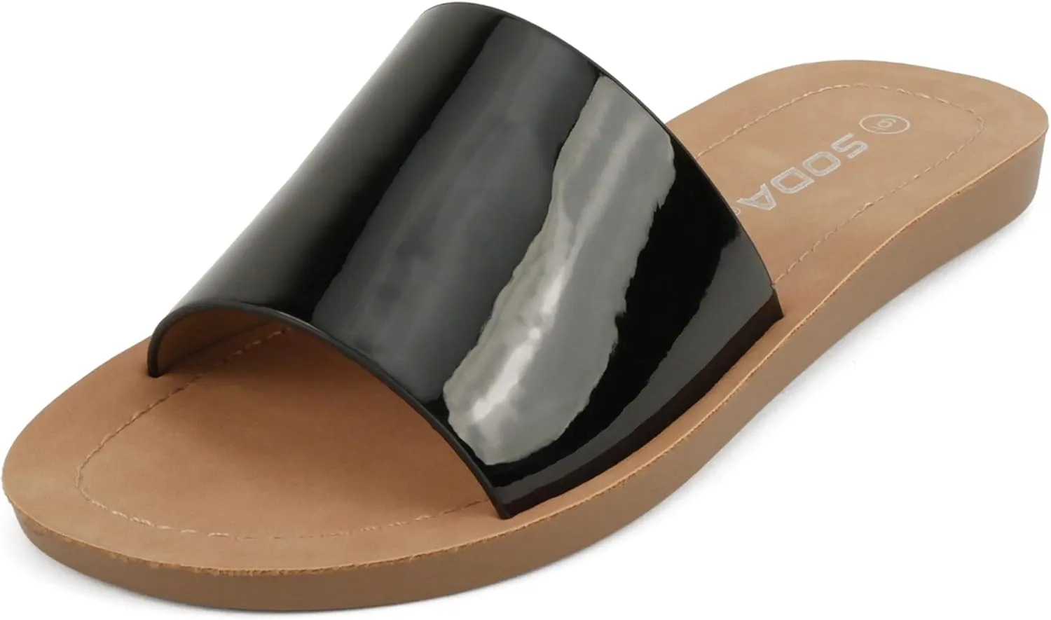 Soda Shoes Efron-S Women Flip Flops Basic Plain Slippers Slip On Sandals Slides Casual Peep Toe Beach
