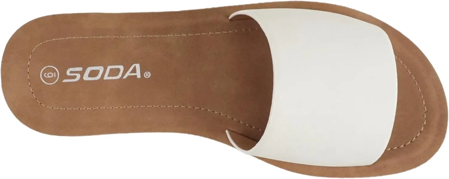 Soda Shoes Efron-S Women Flip Flops Basic Plain Slippers Slip On Sandals Slides Casual Peep Toe Beach