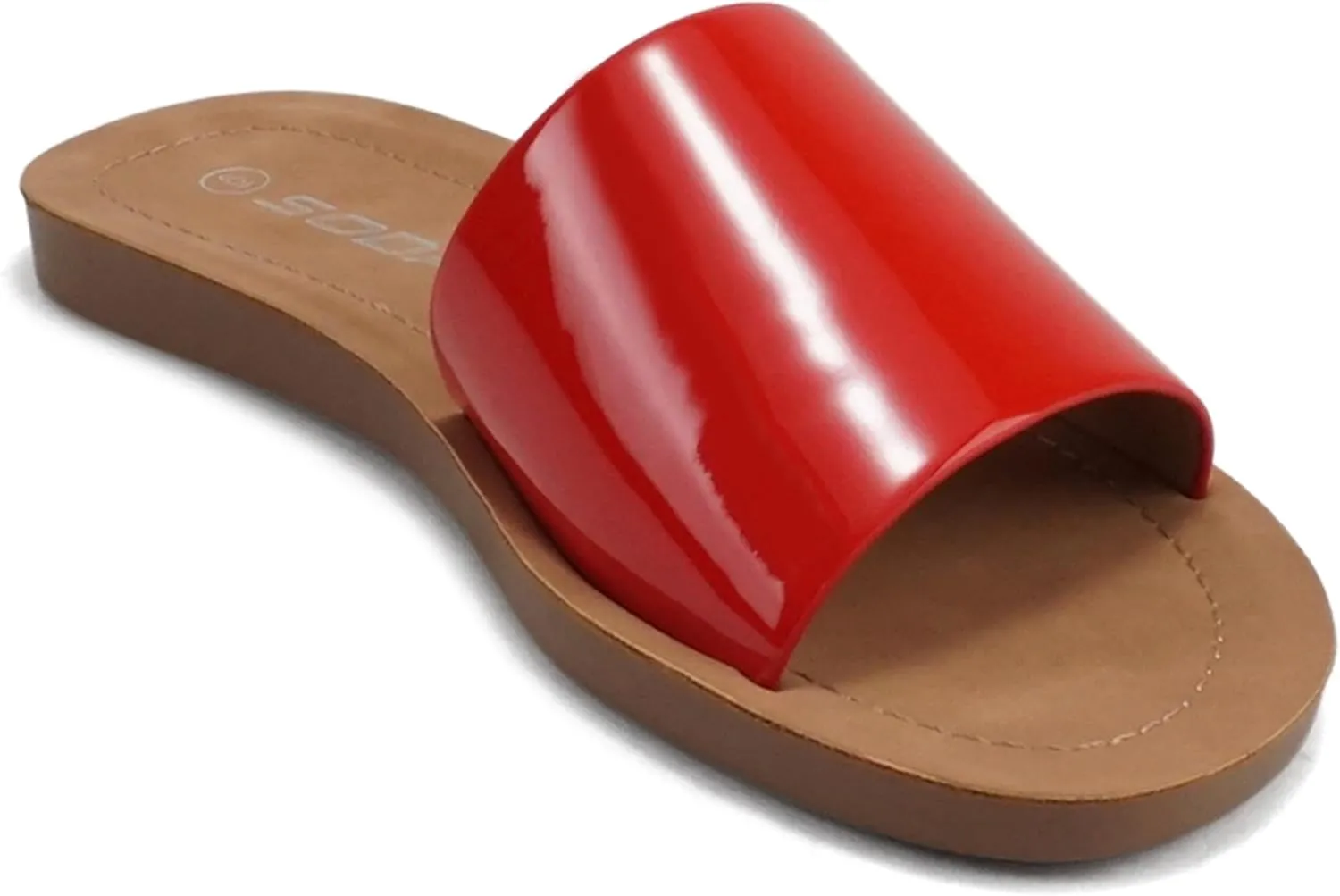 Soda Shoes Efron-S Women Flip Flops Basic Plain Slippers Slip On Sandals Slides Casual Peep Toe Beach