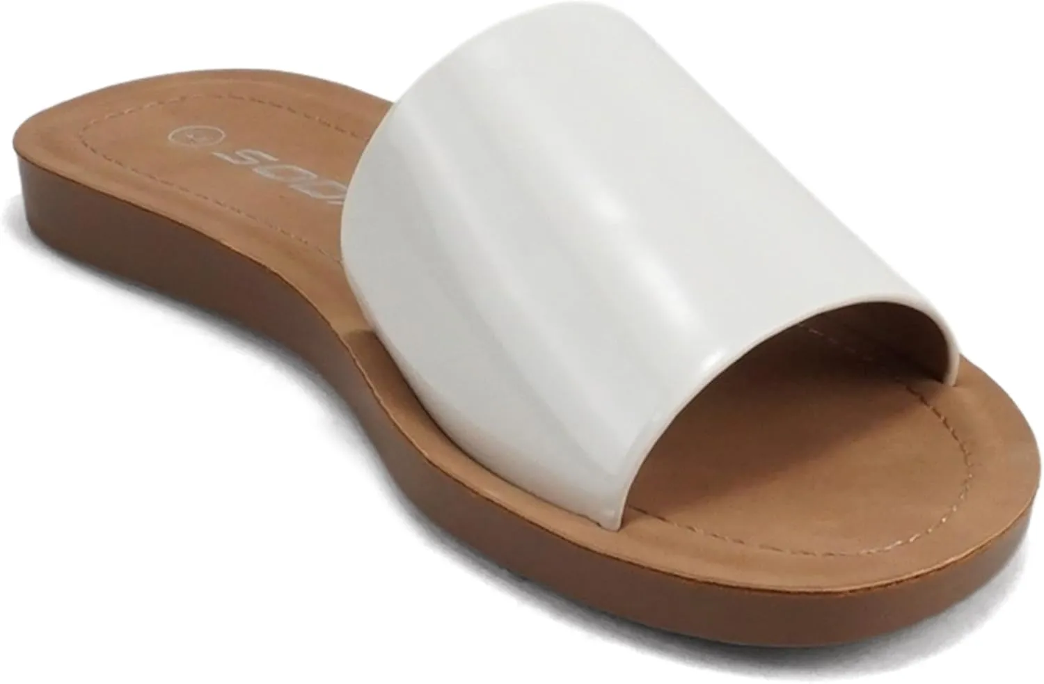 Soda Shoes Efron-S Women Flip Flops Basic Plain Slippers Slip On Sandals Slides Casual Peep Toe Beach