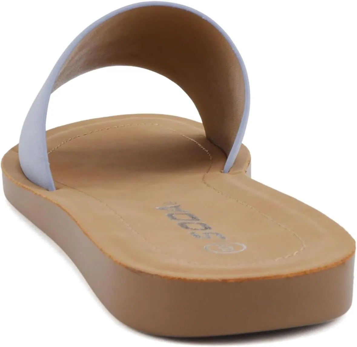 Soda Shoes Efron-S Women Flip Flops Basic Plain Slippers Slip On Sandals Slides Casual Peep Toe Beach