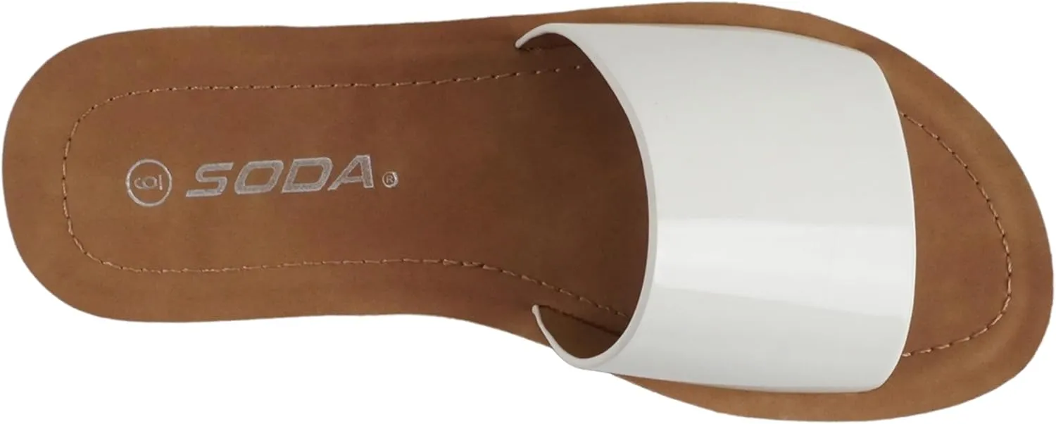 Soda Shoes Efron-S Women Flip Flops Basic Plain Slippers Slip On Sandals Slides Casual Peep Toe Beach