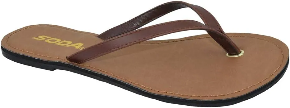 Soda Shoes Women Flip Flops Basic Plain Sandals Strap Casual Beach Thongs FELER