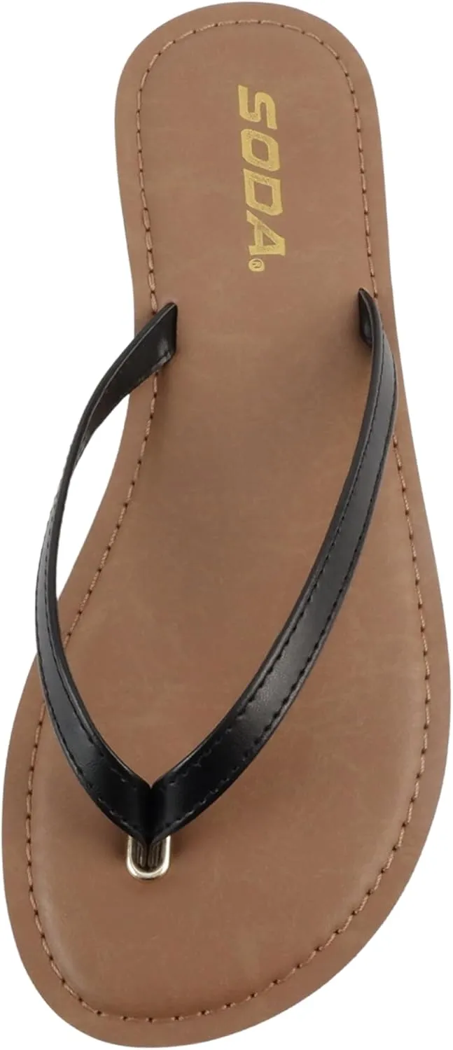 Soda Shoes Women Flip Flops Basic Plain Sandals Strap Casual Beach Thongs FELER