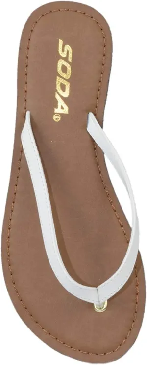 Soda Shoes Women Flip Flops Basic Plain Sandals Strap Casual Beach Thongs FELER