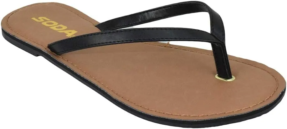 Soda Shoes Women Flip Flops Basic Plain Sandals Strap Casual Beach Thongs FELER
