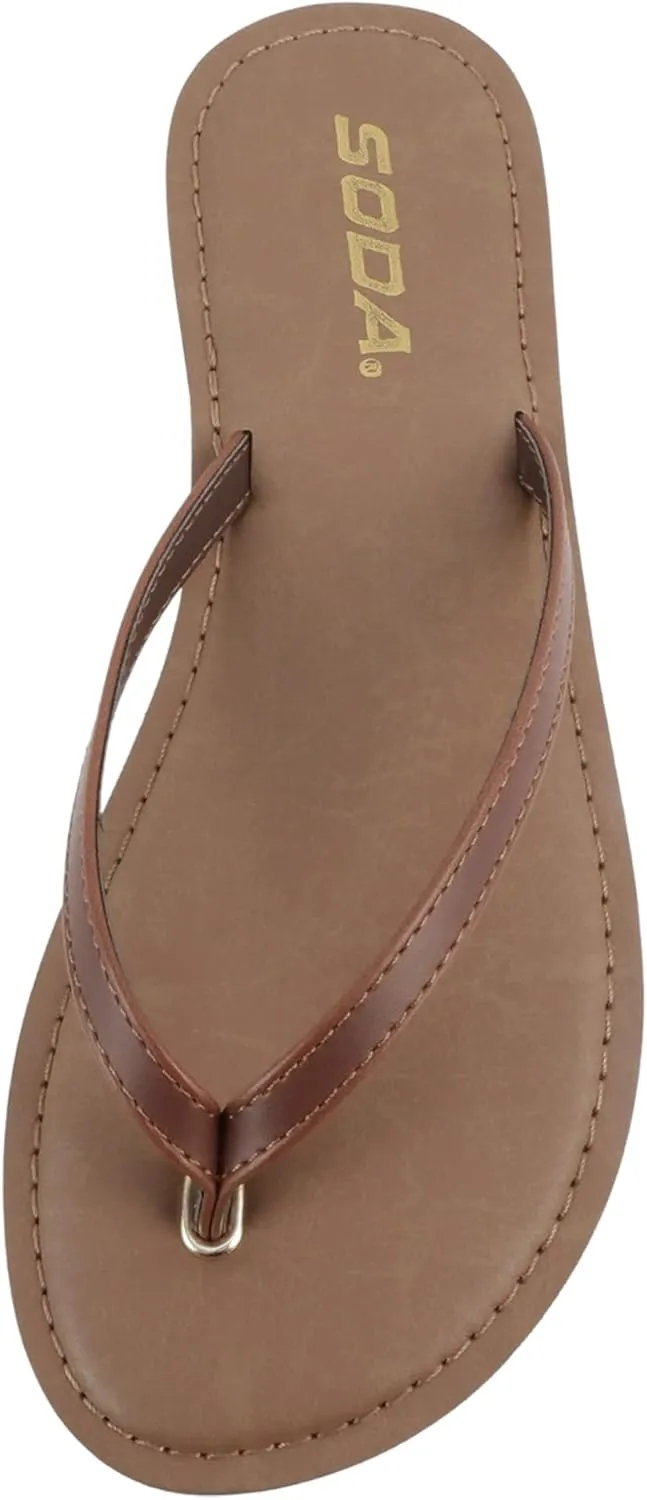 Soda Shoes Women Flip Flops Basic Plain Sandals Strap Casual Beach Thongs FELER