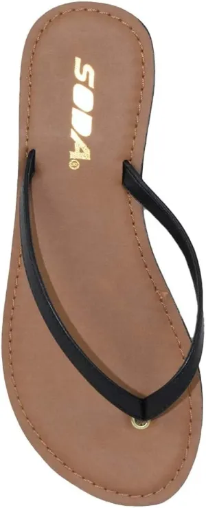 Soda Shoes Women Flip Flops Basic Plain Sandals Strap Casual Beach Thongs FELER