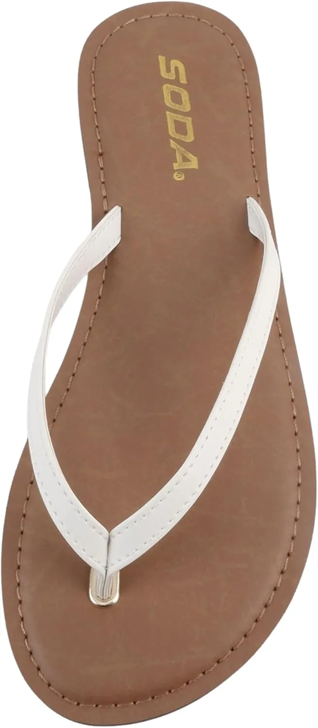 Soda Shoes Women Flip Flops Basic Plain Sandals Strap Casual Beach Thongs FELER