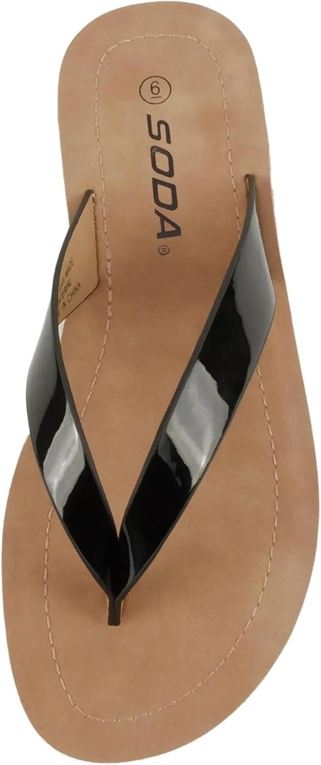 Soda Shoes Women Flip Flops Basic Plain Slippers Thongs Sandals Strap Casual Beach Ella-S