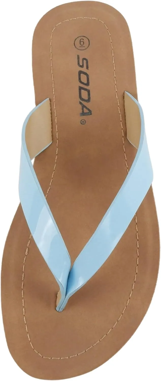 Soda Shoes Women Flip Flops Basic Plain Slippers Thongs Sandals Strap Casual Beach Ella-S