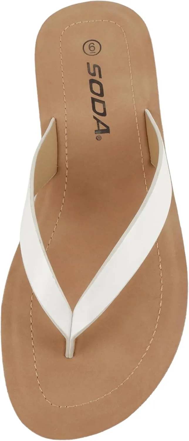 Soda Shoes Women Flip Flops Basic Plain Slippers Thongs Sandals Strap Casual Beach Ella-S