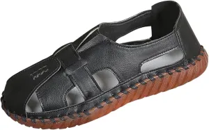 Soft Comfortable Sandals for Women Summer Casual Closed Toe Hollow Out Slip On Loafers Flat Fisherman Sandal Comfy Cute Breathable Walking Orthopedic Beach Shoes