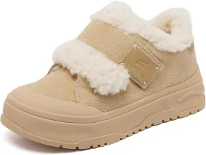 somiliss Sneaker for Women Winter Boots Suede Upper Non-Slip Rubber Outsole Fur Lined Ankle Boots Warm Snow Booties Fashion Sneakers