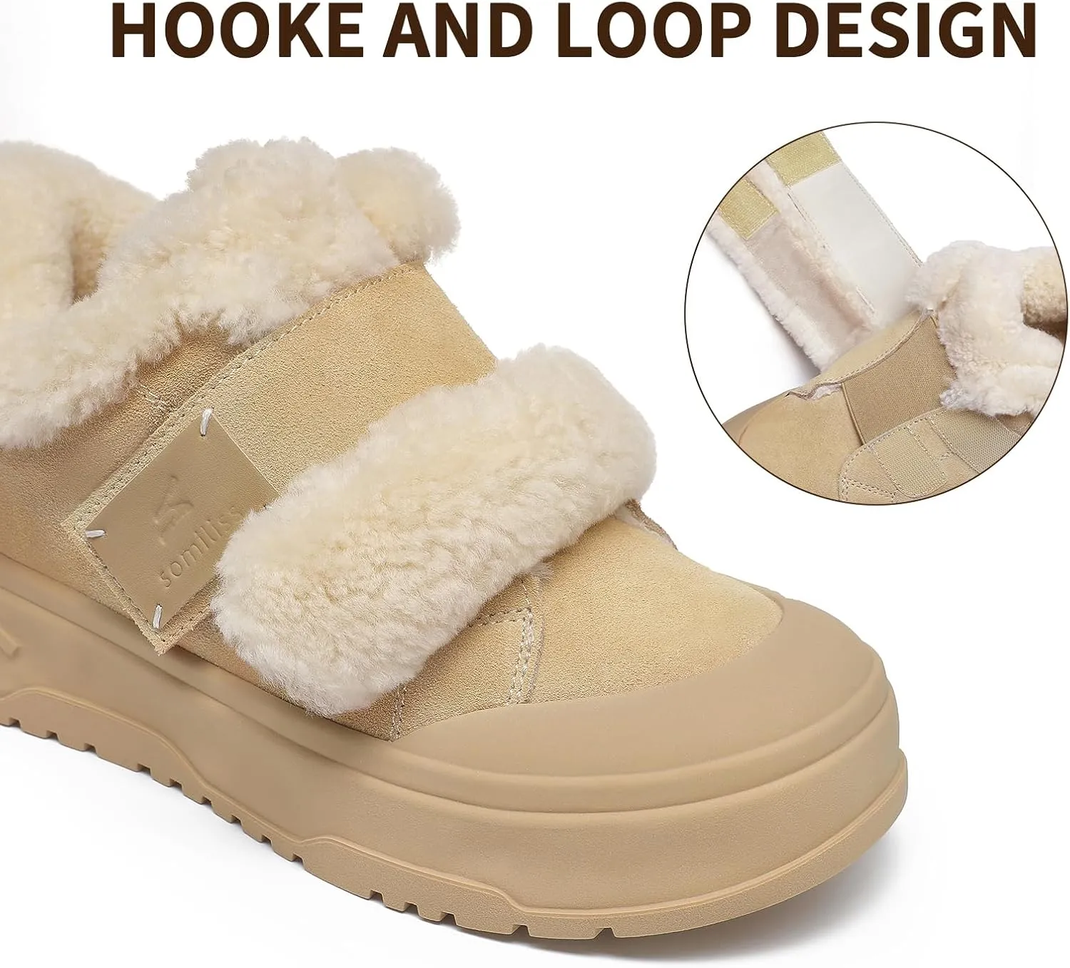 somiliss Sneaker for Women Winter Boots Suede Upper Non-Slip Rubber Outsole Fur Lined Ankle Boots Warm Snow Booties Fashion Sneakers