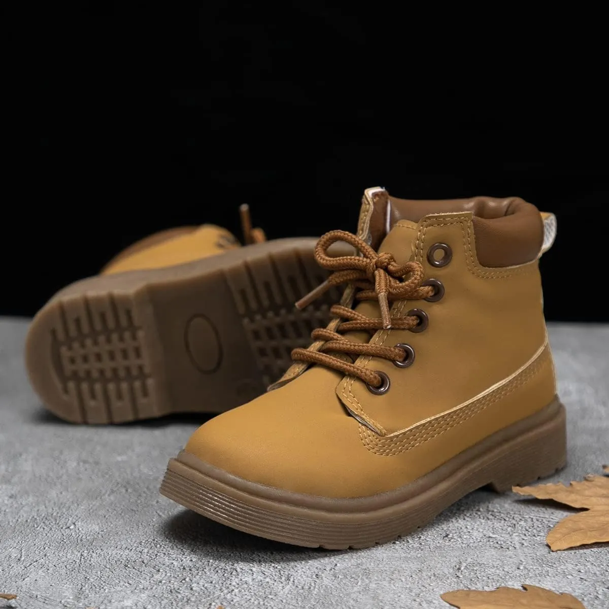 Sonsage Boy Girl Ankle Boots Waterproof Non-Slip Leather Chelsea Boots Little Kids Toddler Snow Winter Combat Ankle Work Booties Size US 5.5-9.5