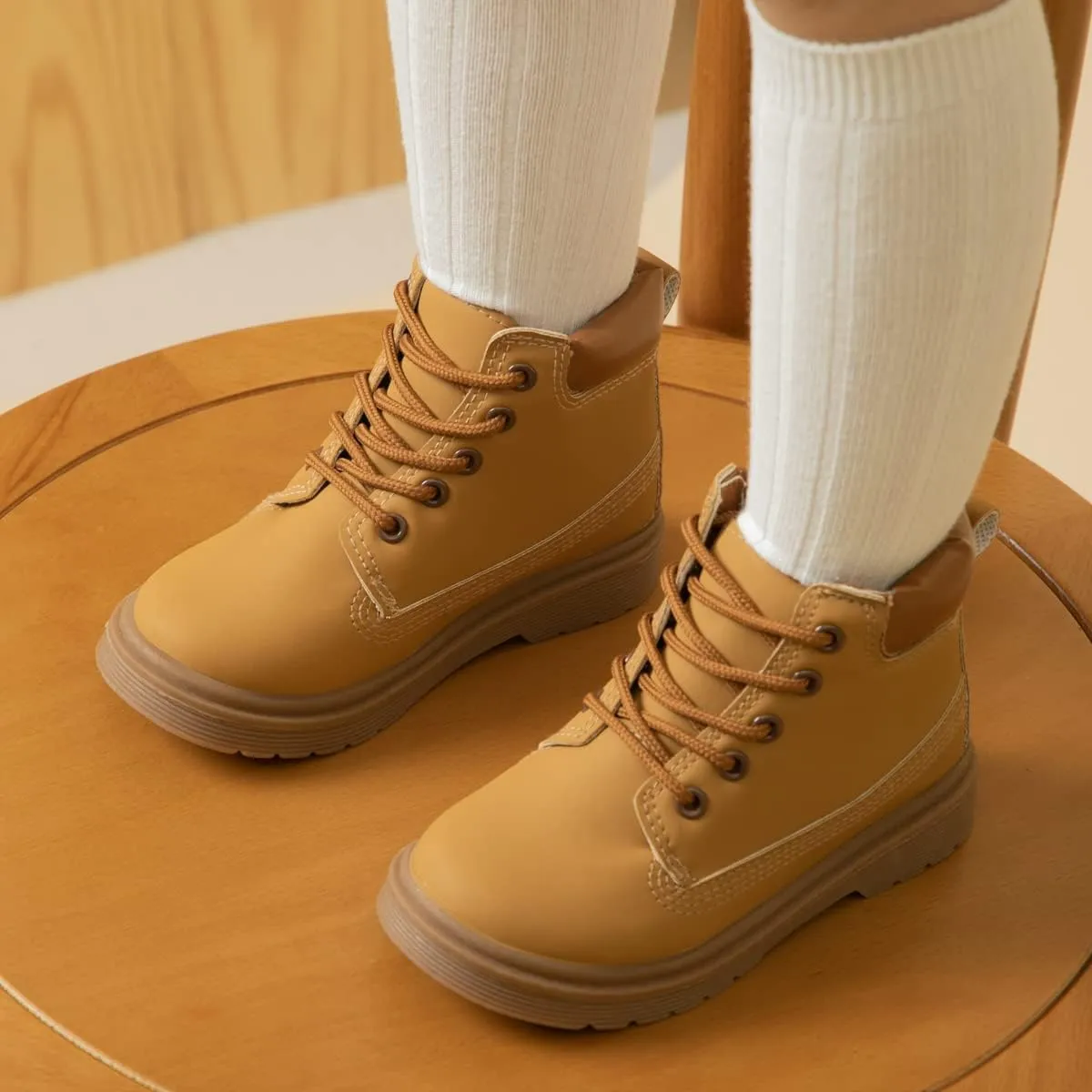 Sonsage Boy Girl Ankle Boots Waterproof Non-Slip Leather Chelsea Boots Little Kids Toddler Snow Winter Combat Ankle Work Booties Size US 5.5-9.5
